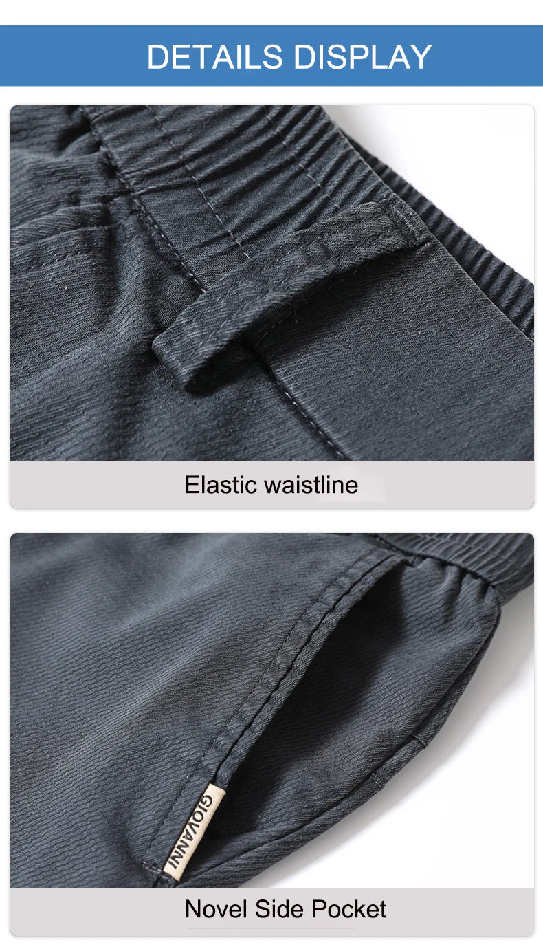 New Spring Summer Lyocell Fabric Mens Casual Pants Hight Quality Fashion Slim Business Trousers Brand Elastic Soft Pants