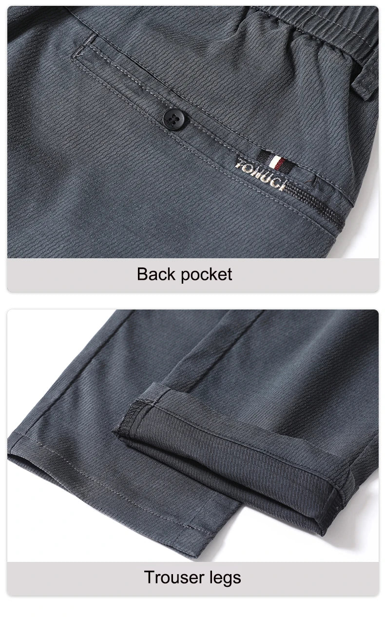 New Spring Summer Lyocell Fabric Mens Casual Pants Hight Quality Fashion Slim Business Trousers Brand Elastic Soft Pants